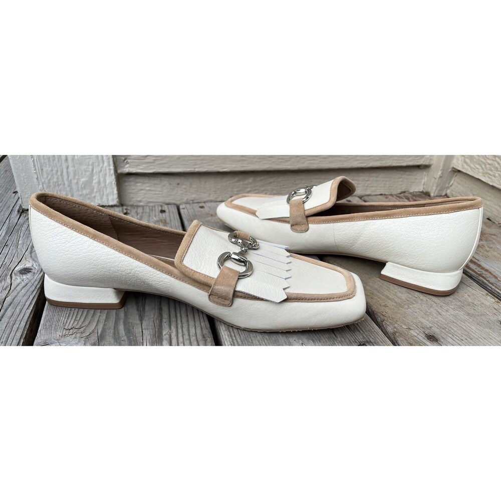 New! Donald Pliner Saeli Women's 10 Cream Leather Loafers Kiltie Horsebit Detail - Picture 10 of 14